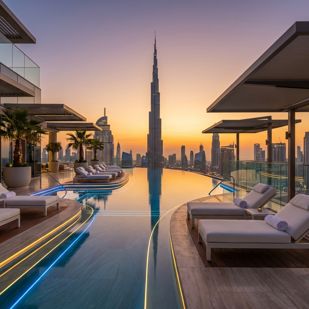 Infinity Pool with Dubai Skyline